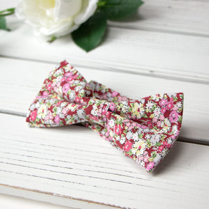 Men's Cotton Floral Bow Tie and Handkerchief Set, Cinnamon (Color F46)