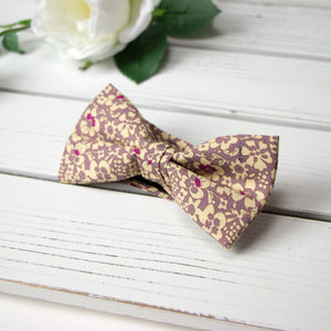 Men's Cotton Floral Bow Tie and Handkerchief Set, Rose Gold (Color F55)