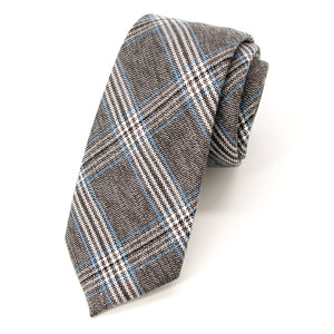 Men's Blue/Ivory Plaid Tie (Color 12)