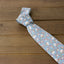 Men's Salt Shrinking Seersucker Cotton Floral Print Necktie and Handkerchief Set, Blue