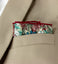 Men's Salt Shrinking Seersucker Cotton Floral Print Bow Tie and Handkerchief Set, Blue Tan