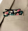 Men's Salt Shrinking Seersucker Cotton Floral Print Bow Tie and Handkerchief Set, Black Coral
