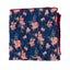 Men's Salt Shrinking Seersucker Cotton Floral Print Necktie and Handkerchief Set, Navy Orange