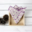 Men's Salt Shrinking Seersucker Cotton Floral Print Bow Tie and Handkerchief Set, Ivory Purple
