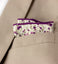 Men's Salt Shrinking Seersucker Cotton Floral Print Necktie and Handkerchief Set, Ivory Purple