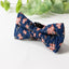 Men's Salt Shrinking Seersucker Cotton Floral Print Bow Tie and Handkerchief Set, Navy Orange