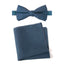 Men's Linen Blend Bow Tie and Pocket Square Handkerchief Hanky Set