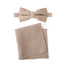 Men's Linen Blend Bow Tie and Pocket Square Handkerchief Hanky Set