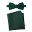 Men's Linen Blend Bow Tie and Pocket Square Handkerchief Hanky Set