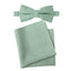 Men's Linen Blend Bow Tie and Pocket Square Handkerchief Hanky Set