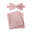 Men's Linen Blend Bow Tie and Pocket Square Handkerchief Hanky Set