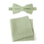 Men's Linen Blend Bow Tie and Pocket Square Handkerchief Hanky Set