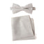 Men's Linen Blend Bow Tie and Pocket Square Handkerchief Hanky Set