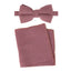 Men's Linen Blend Bow Tie and Pocket Square Handkerchief Hanky Set