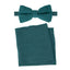 Men's Linen Blend Bow Tie and Pocket Square Handkerchief Hanky Set