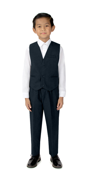 Boys' Blue 3-Piece Pinstriped Suit Set