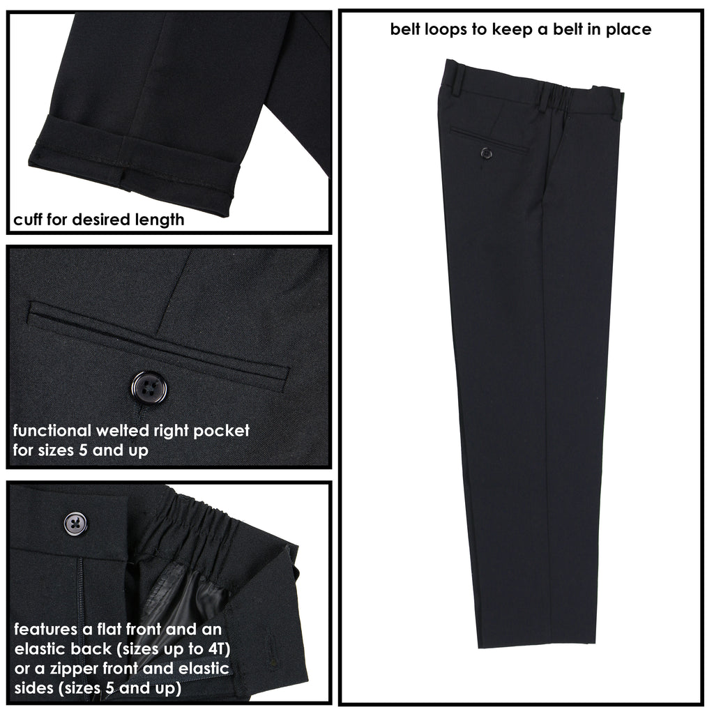 Boys' Black Classic Fit Five-Piece Formal Dress Suit Tuxedo Tux Set SPRING NOTION Boys' Black Classic Fit Five-Piece Formal Dress Suit Tuxedo Tux Set SPRING NOTION