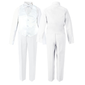 Boys' White Classic Fit Tuxedo Set Without Tail