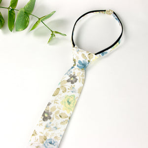 Boys' Cotton Floral Print Zipper Necktie and Pocket Square Set, Yellow (Color F24)