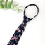 Boys' Cotton Floral Print Zipper Necktie and Pocket Square Set, Navy Pink (Color F38)