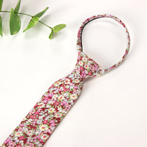 Boys' Cotton Floral Print Zipper Necktie and Pocket Square Set, Cinnamon (Color F46)