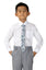 Boys' Cotton Floral Skinny Zipper Tie, Steel Blue (Color F54)