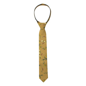 Boys' Cotton Floral Skinny Zipper Tie, Yellow Mustard (Color F73)