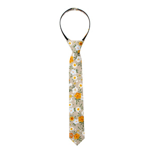 Boys' Cotton Floral Skinny Zipper Tie, Taupe Khaki (Color F74)
