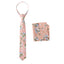 Boys' Cotton Floral Print Zipper Necktie and Pocket Square Set, Light Pink (Color F18)