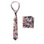 Boys' Cotton Floral Print Zipper Necktie and Pocket Square Set, Quartz (Color F52)