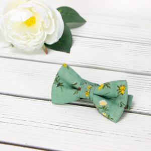 Boys' Cotton Floral Bow Tie, Green Yellow (Color F72)