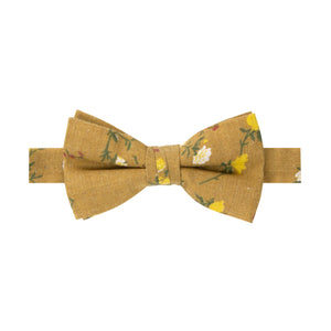 Boys' Cotton Floral Bow Tie, Yellow Mustard (Color F73)