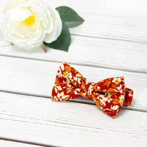Boys' Cotton Floral Bow Tie, Rust (Color F75)
