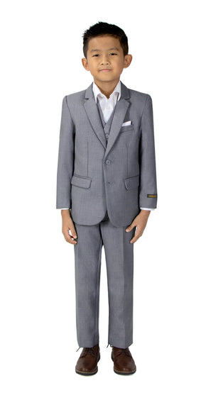 Boys' Gray 3-Piece Slim Fit Suit Set