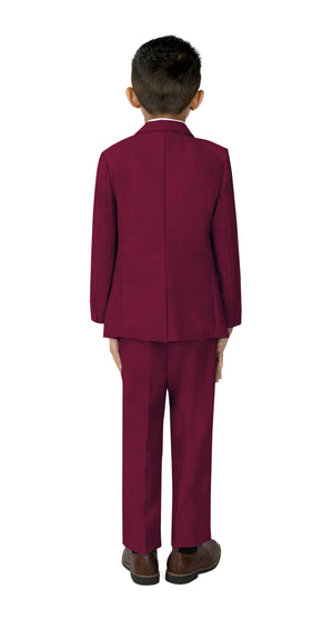 Boys' Burgundy 3-Piece Slim Fit Suit Set