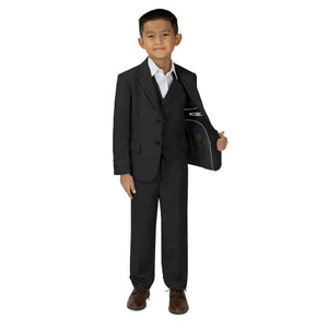 Boys' Black Three Piece Two-Button Suit Set