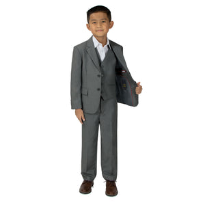 Boys' Charcoal Three Piece Two-Button Suit Set