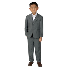 Boys' Charcoal Three Piece Two-Button Suit Set