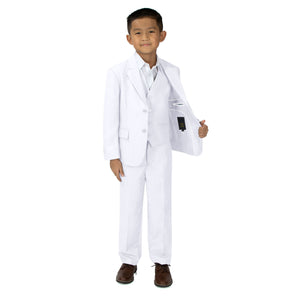 Boys' White Three Piece Two-Button Suit Set