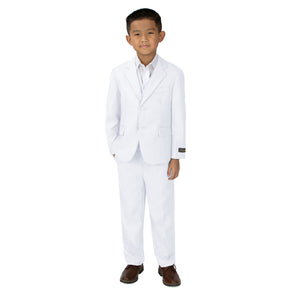 Boys' White Three Piece Two-Button Suit Set