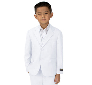 Boys' White Two Button Blazer