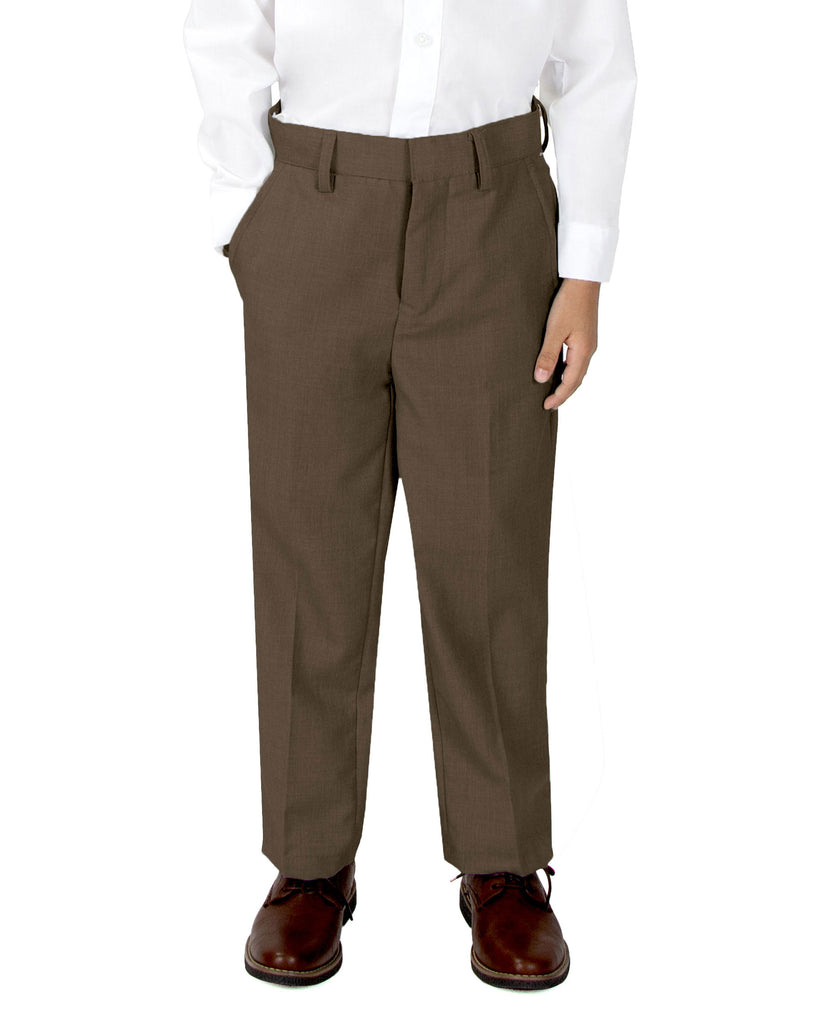 Boys' Brown Flat Front Dress Pants SPRING NOTION Boys' Brown Flat Front Dress Pants SPRING NOTION