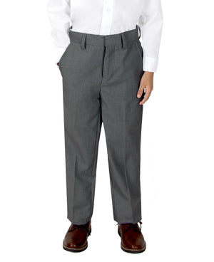 Boys' Charcoal Flat Front Dress Pants