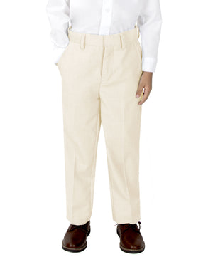 Boys' Off White-C Flat Front Dress Pants