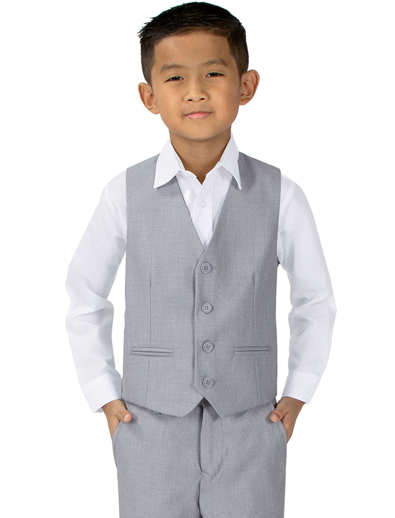 Boys' Light Grey Four Button Suit Vest Waistcoat SPRING NOTION Boys' Light Grey Four Button Suit Vest Waistcoat SPRING NOTION