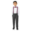 Boys' 4 Piece Suspenders Outfit, Charcoal/White/Burgundy