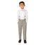 Boy's 4 Piece Suspenders Outfit, Tan White Pink