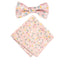 Boy's Cotton Floral Print Bow Tie and Pocket Square Set, Blush Pink (Color F60)