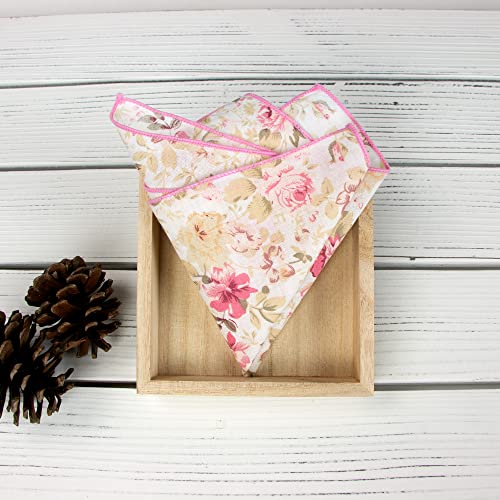 Boy's Cotton Floral Print Bow Tie and Pocket Square Set, Peach (Color F25)