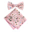 Boy's Cotton Floral Print Bow Tie and Pocket Square Set, Light Pink (Color F29)